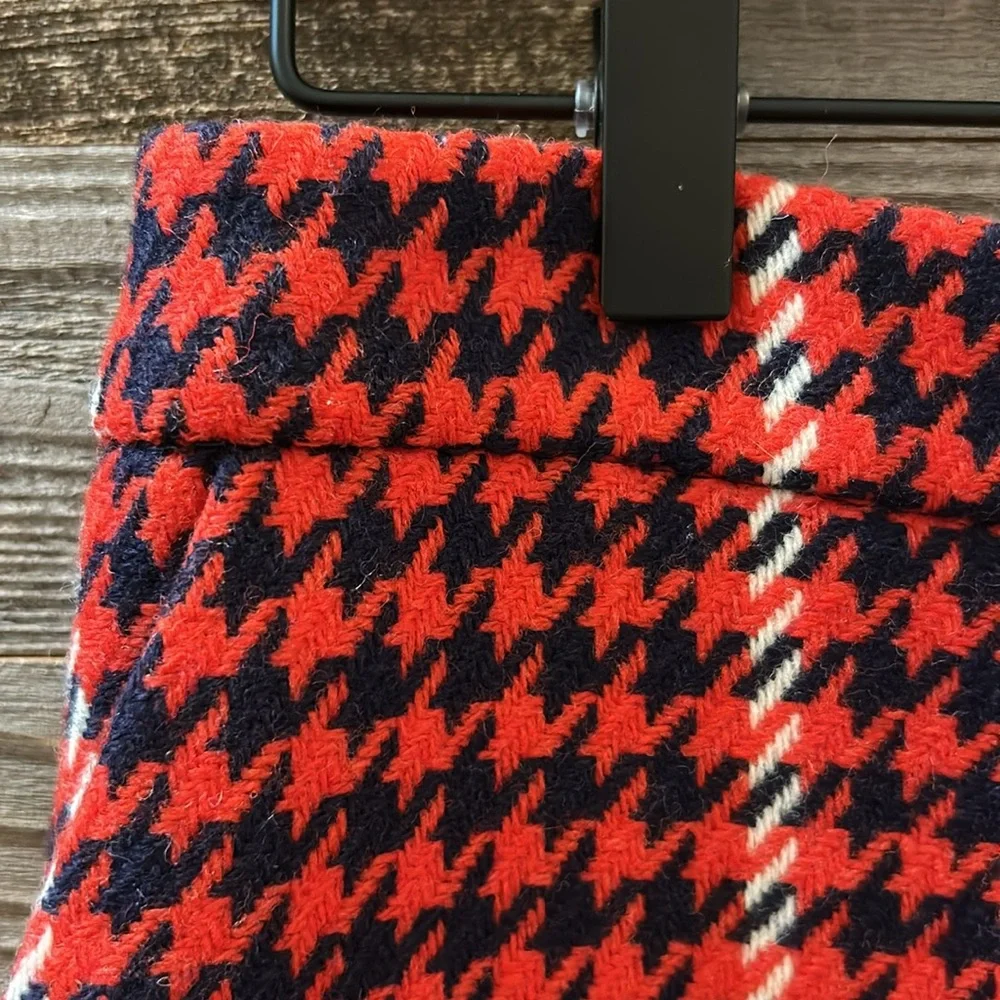 Boden British Tweed Red Navy Houndstooth Skirt Size 4L - Picture 4 of 10